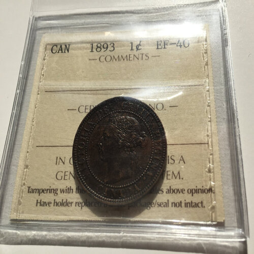1893 Canada 1-Cent ICCS EF-40
