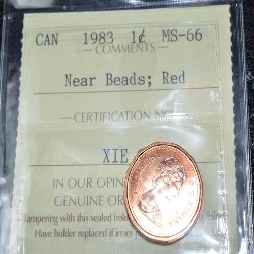 1983 Canada 1-Cent ICCS MS-66 RED *Near Beads"