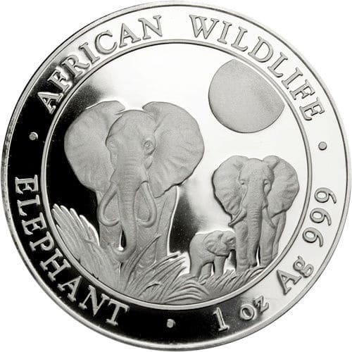2014 Somalian African Elephant 1oz Fine Silver Coin