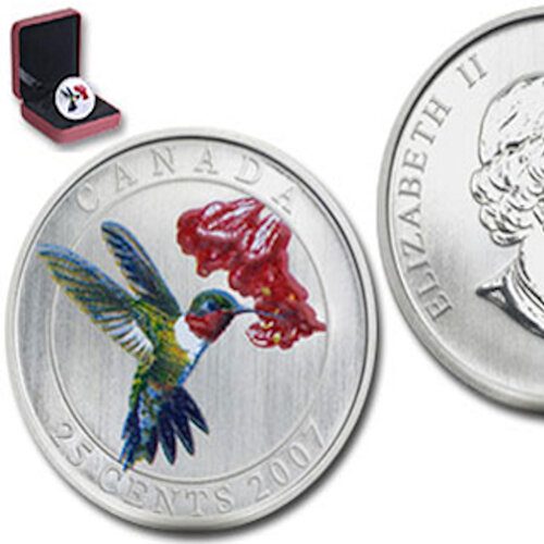 2007 Canada 25c Ruby-Throated Hummingbird Specimen Coin - Birds of Canada