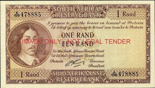 South Africa One Rand G Rissik 1st Issue A108 478885 EF-AU Condition
