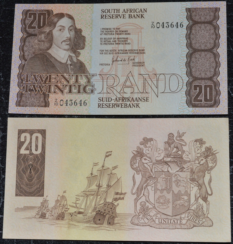 South Africa Twenty Rand GPC De Kock 3rd Issue RARE Replacement Note Z10 043646 UNC Condition