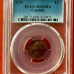 1957 Canada 1-Cent PCGS Graded MS66 RED
