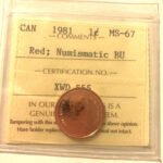 1981 Canada 1-Cent ICCS Graded MS-67 RED NBU
