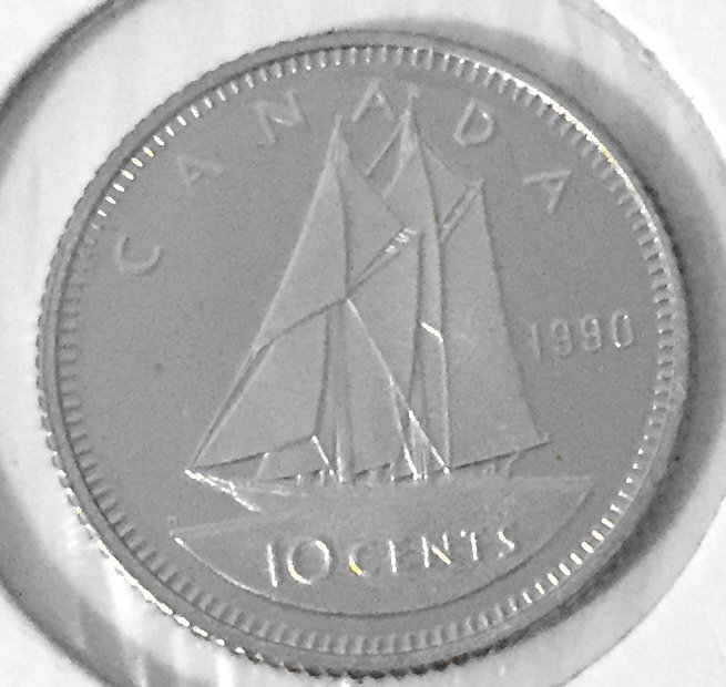 1990 Canada 10-cent Proof with Frosted Finish