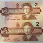 1986 $2 EGT Prefix Bonin-Thiessen BS55c-i Duo of $2 UNC Uncut Notes