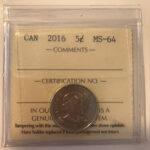 2016 Canada 5-cent ICCS MS-64