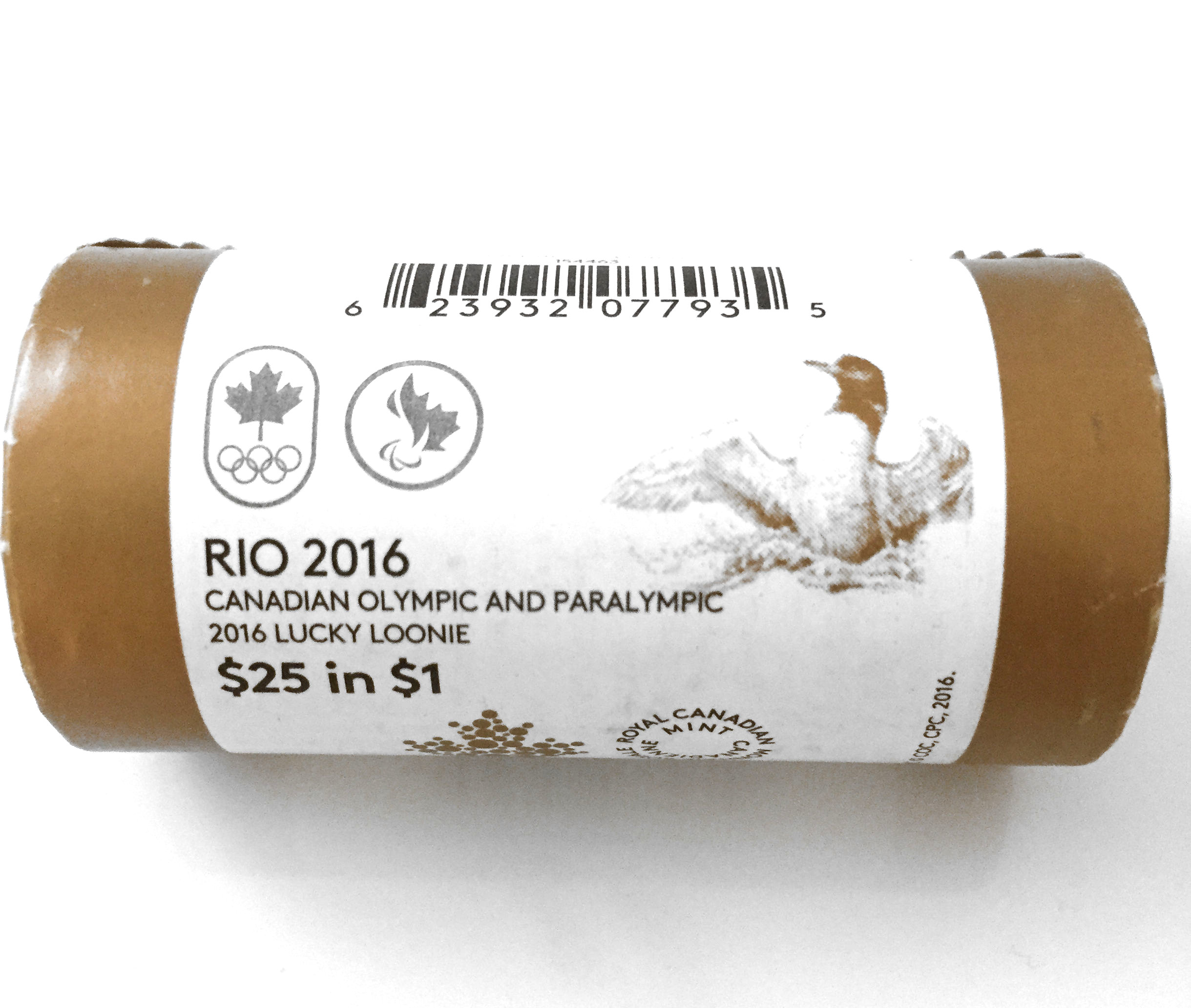 2016 Canada $1 1-dollar Rio Olympic Lucky Loon Special Wrap Roll
