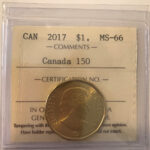 2017 Canada 1-dollar $1 "150" ICCS MS-66