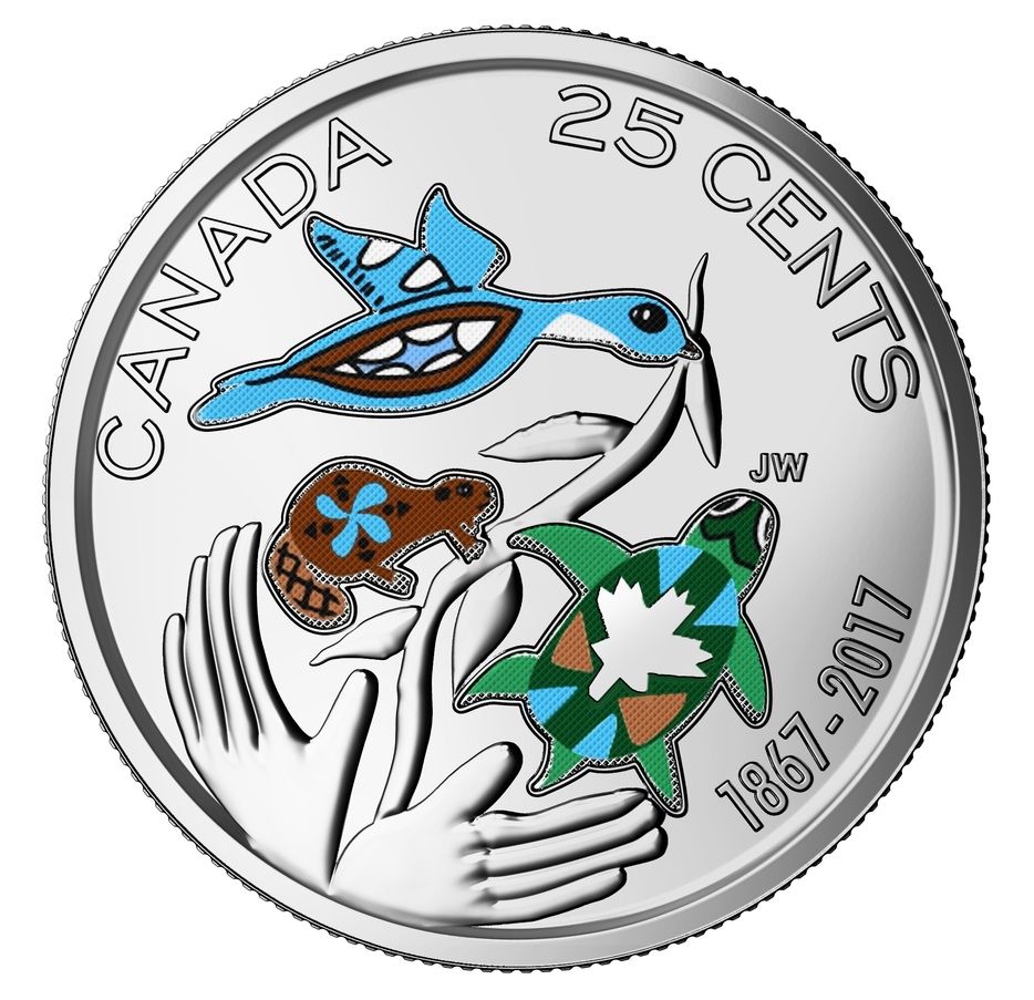 2017 Canada Colorized BU 25-cent Quarter