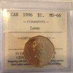 1996 Canada $1 1-dollar ICCS MS66