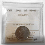 2015 Canada 5-cents ICCS MS66